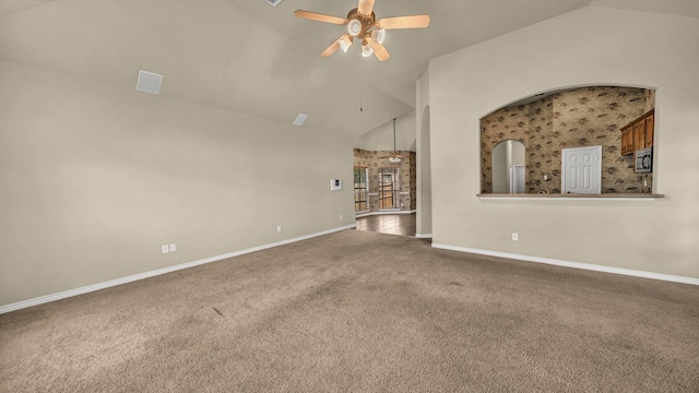 8708 Tangleridge Dr, Fort Worth, TX 76123 - carpeted spare room with ceiling fan and high vaulted ceiling