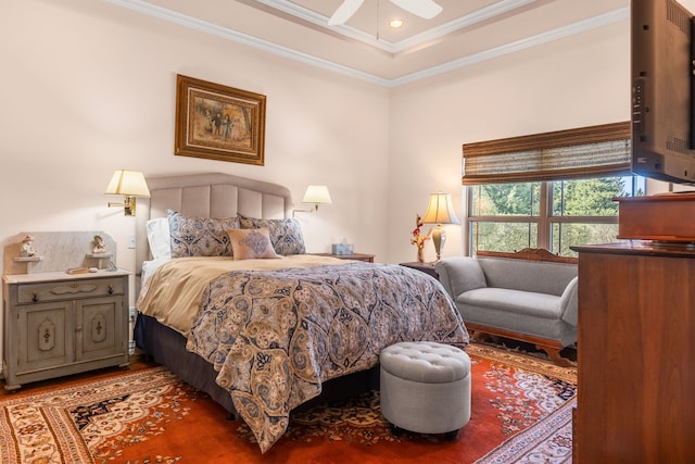 4682 County Road 2720, Caddo Mills, TX 75135 - bedroom featuring crown molding, wood finished floors, a ceiling fan, and recessed lighting