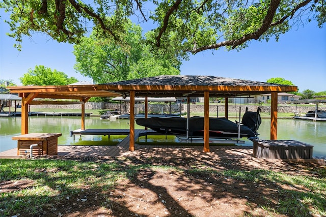 1412 Conejos Ct, Granbury, TX 76048 - view of dock with a water view and boat lift