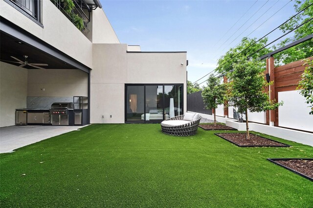 10236 Crestover Dr, Dallas, TX 75229 - view of yard featuring ceiling fan and a patio