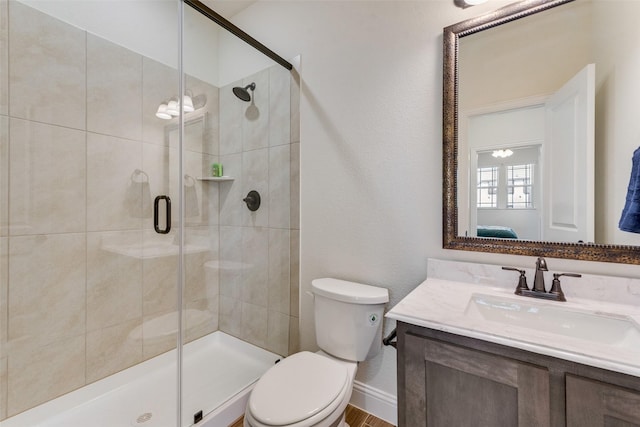 6517 Harwich Dr, Mesquite, TX 75181 - full bathroom featuring vanity, a stall shower, and toilet