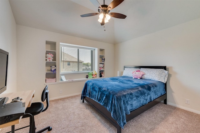 6517 Harwich Dr, Mesquite, TX 75181 - bedroom featuring carpet flooring, ceiling fan, baseboards, and lofted ceiling
