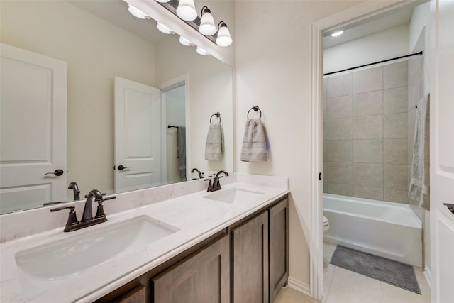 6517 Harwich Dr, Mesquite, TX 75181 - full bathroom with toilet, double vanity, a sink, and tile patterned flooring