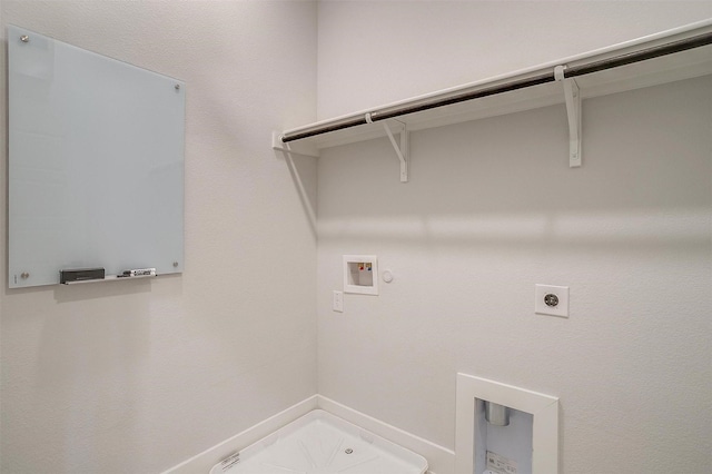 clothes washing area with gas dryer hookup, laundry area, hookup for an electric dryer, and washer hookup