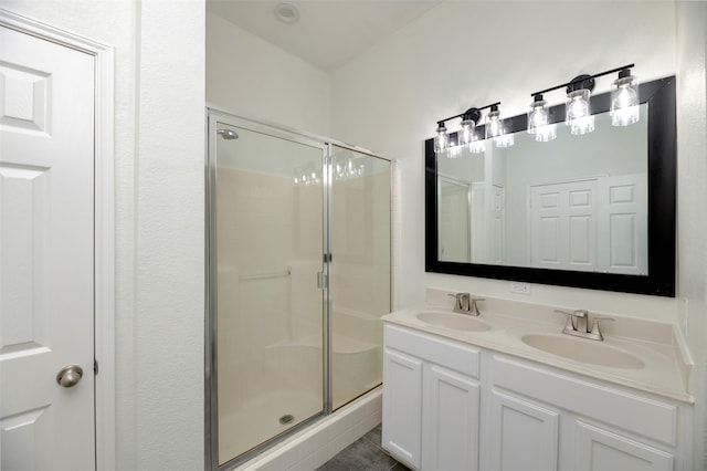 3945 Ringdove Way, Fort Worth, TX 76262 - bathroom featuring a shower stall and double vanity