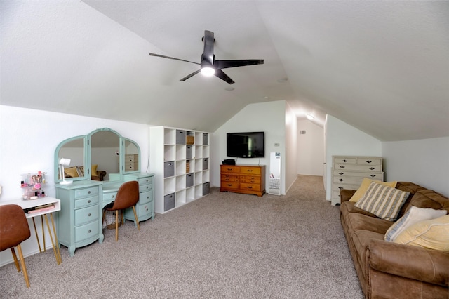 3945 Ringdove Way, Fort Worth, TX 76262 - office featuring light colored carpet, lofted ceiling, and a ceiling fan