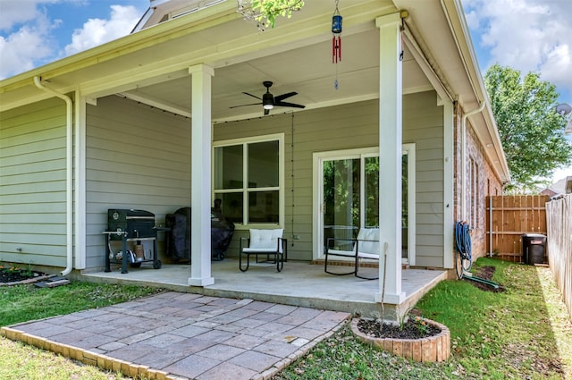 3945 Ringdove Way, Fort Worth, TX 76262 - back of house with a ceiling fan, a patio, and fence