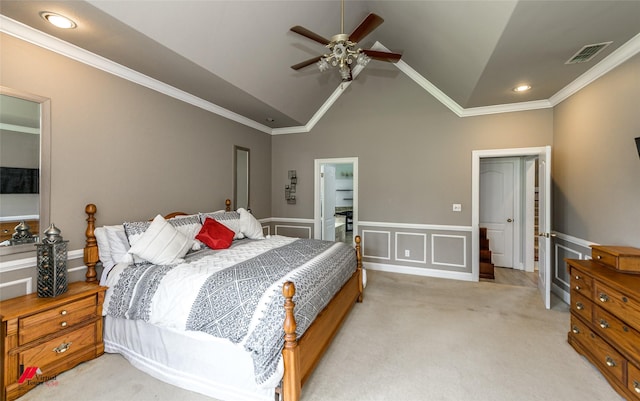 1231 Whitehall Dr, Bossier City, LA 71112 - bedroom featuring light colored carpet, ornamental molding, wainscoting, and visible vents