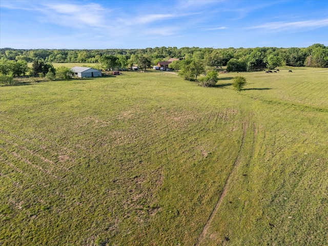 birds eye view of property with a rural view
