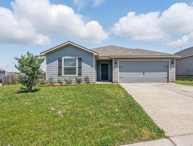 14203 Riata Ln, Dallas, TX 75253 - ranch-style house featuring a front yard, an attached garage, fence, and driveway