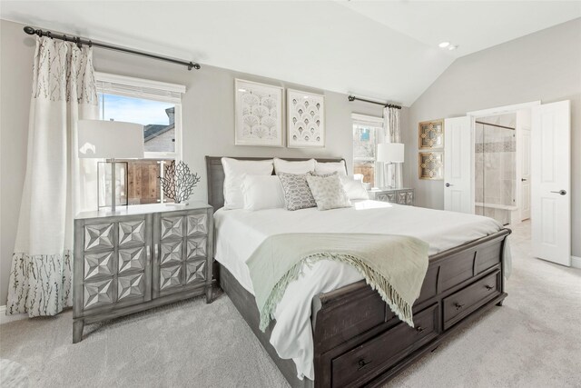 1013 Canuela Way, Fort Worth, TX 76247 - bedroom featuring lofted ceiling, light carpet, a ceiling fan, and baseboards