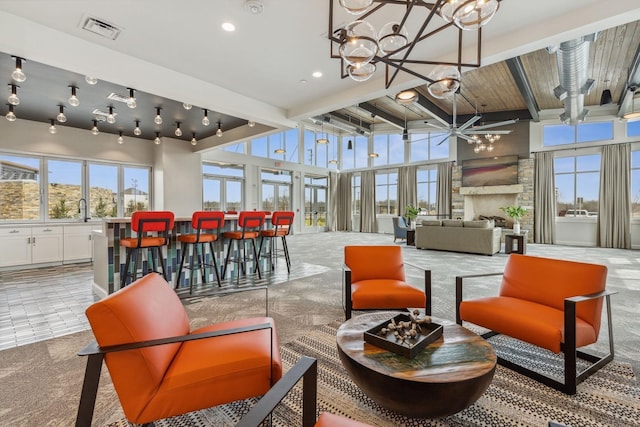 building lobby with a sink and visible vents