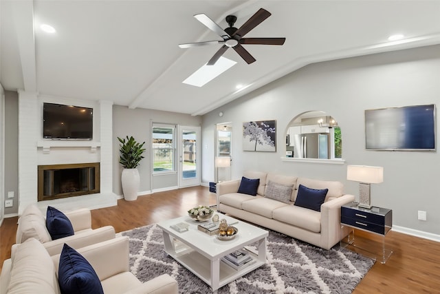 1001 Roaring Springs Dr, Allen, TX 75002 - living area featuring lofted ceiling, ceiling fan, wood finished floors, baseboards, and recessed lighting