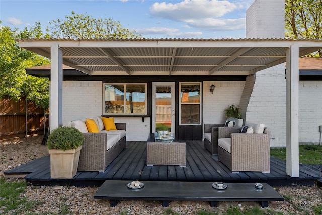 1001 Roaring Springs Dr, Allen, TX 75002 - deck featuring an outdoor living space and fence
