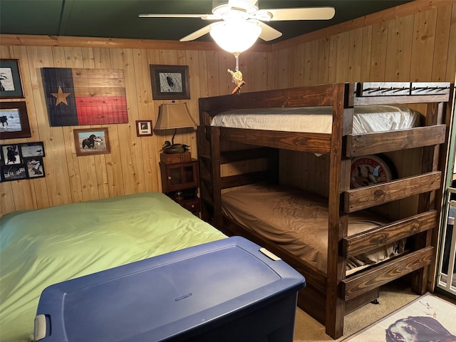 15095 US Highway 82 E, No City, TX 76380 - bedroom featuring wooden walls and a ceiling fan