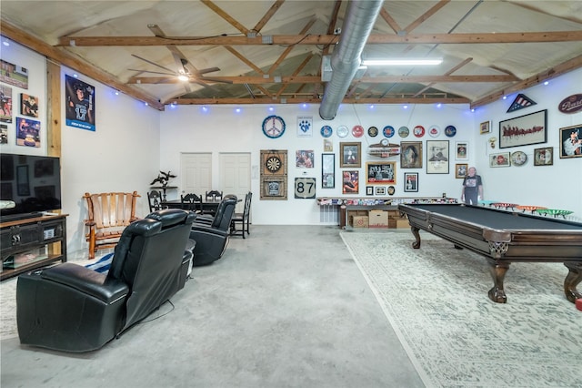 recreation room with billiards and concrete flooring