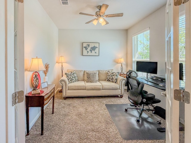 1005 Napier Way, Fort Worth, TX 76247 - carpeted home office with a ceiling fan