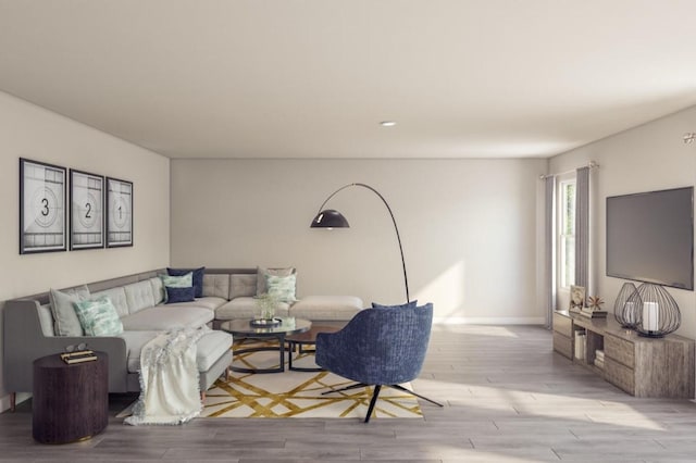 living room featuring baseboards and wood finished floors