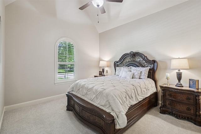 1011 Caribou Dr, Prosper, TX 75078 - carpeted bedroom featuring vaulted ceiling and ceiling fan