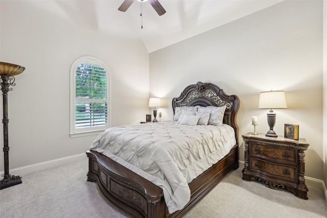 1011 Caribou Dr, Prosper, TX 75078 - carpeted bedroom featuring lofted ceiling, baseboards, and a ceiling fan