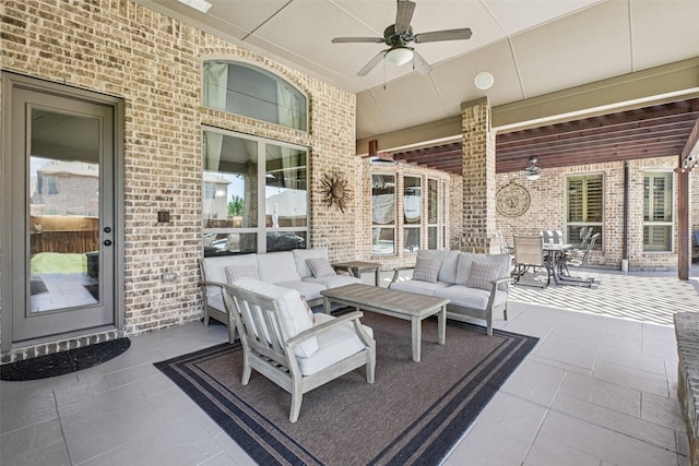 1011 Caribou Dr, Prosper, TX 75078 - view of patio featuring an outdoor hangout area, ceiling fan, and outdoor dining space