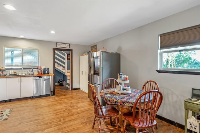 1674 Vz County Road 1514, Grand Saline, TX 75140 - dining space with light wood-style floors, baseboards, plenty of natural light, and recessed lighting