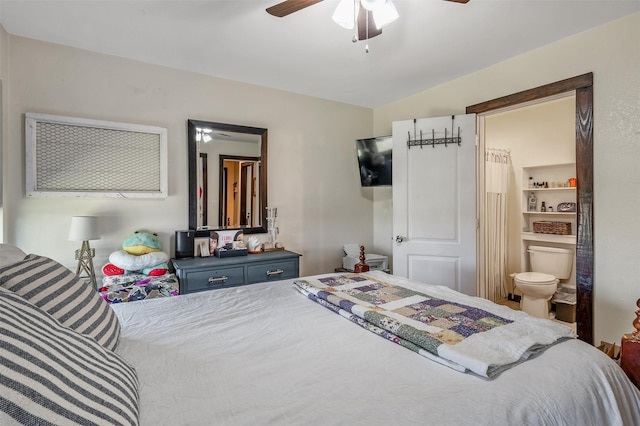 1674 Vz County Road 1514, Grand Saline, TX 75140 - bedroom with a ceiling fan and ensuite bath