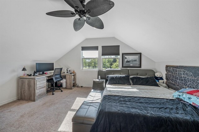 1674 Vz County Road 1514, Grand Saline, TX 75140 - bedroom featuring ceiling fan, carpet flooring, vaulted ceiling, and baseboards