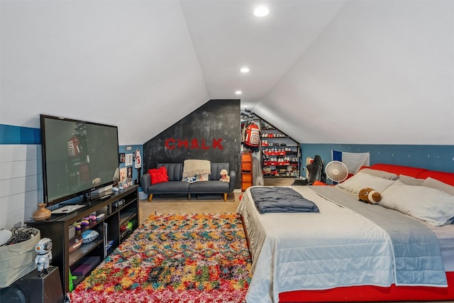 1674 Vz County Road 1514, Grand Saline, TX 75140 - bedroom featuring recessed lighting, carpet, and lofted ceiling