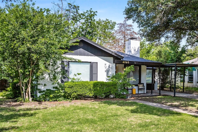 4040 Carolyn Rd, Fort Worth, TX 76109 - view of front facade with a front lawn and a chimney