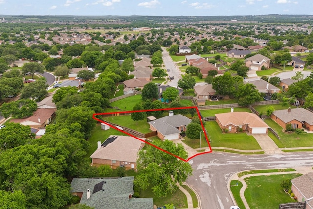 bird's eye view with a residential view