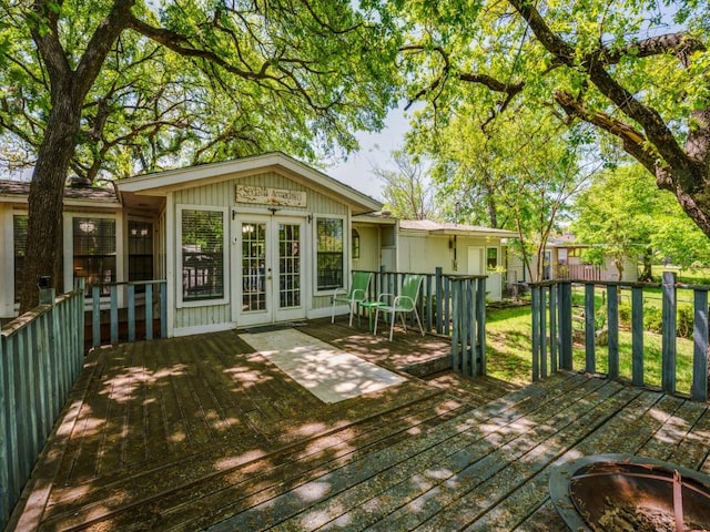 deck featuring french doors