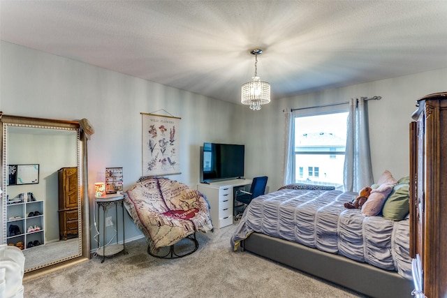 4505 Pangolin Dr, Fort Worth, TX 76244 - bedroom with carpet flooring and an inviting chandelier
