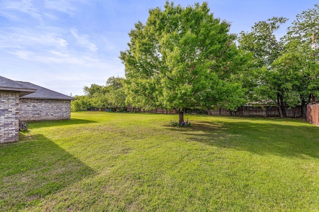 view of yard featuring a fenced backyard