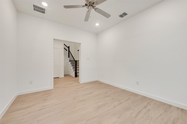 440 Lone Star Dr, Justin, TX 76247 - unfurnished room featuring ceiling fan, baseboards, visible vents, and light wood-style floors