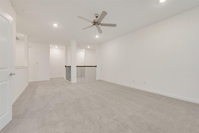 440 Lone Star Dr, Justin, TX 76247 - unfurnished room with ceiling fan, light carpet, baseboards, and recessed lighting