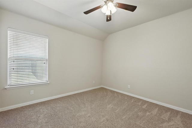 512 Hidden Springs Trl, Azle, TX 76020 - spare room with carpet flooring, ceiling fan, baseboards, and lofted ceiling