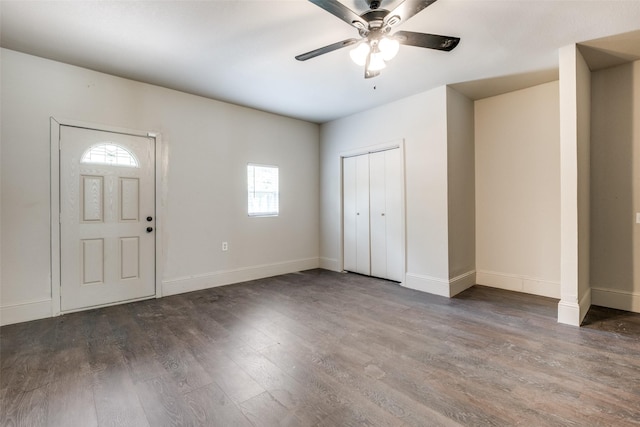 10061 Neosho Dr, Dallas, TX 75217 - entrance foyer with baseboards, a ceiling fan, and wood finished floors