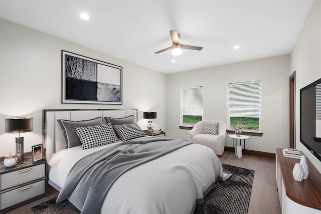 228 W Fm 27, Fairfield, TX 75840 - bedroom featuring wood finished floors, recessed lighting, and ceiling fan