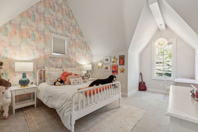 6622 Blue Valley Ln, Dallas, TX 75214 - bedroom featuring carpet flooring, baseboards, and lofted ceiling