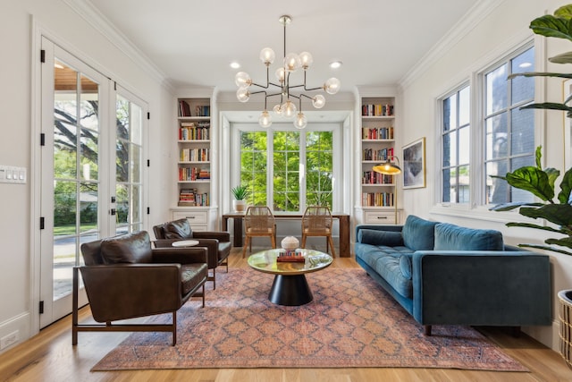 6622 Blue Valley Ln, Dallas, TX 75214 - sitting room with wood finished floors, built in shelves, and plenty of natural light