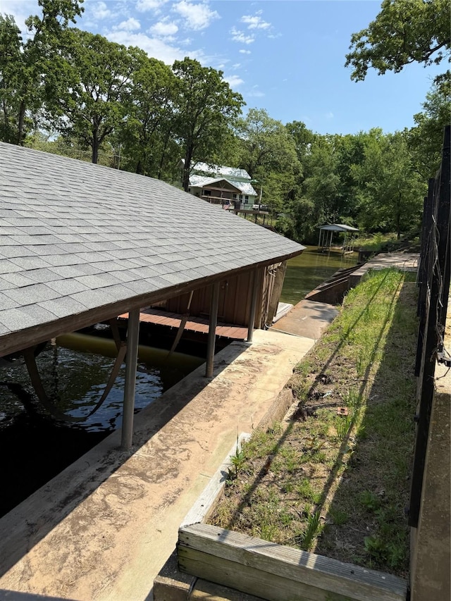 view of dock featuring a water view