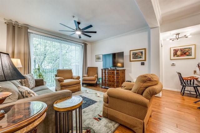 330 Las Colinas Blvd E Unit 364, Irving, TX 75039 - living room with ceiling fan, crown molding, light wood-style flooring, a chandelier, and baseboards