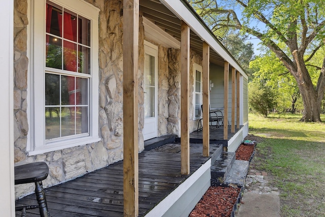 deck with a yard