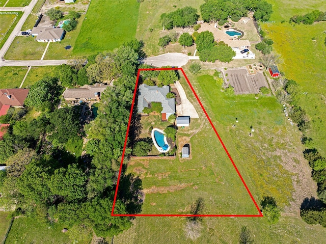 6 Broadmoor Way, Lucas, TX 75098 - aerial view of property's location featuring a pool area and property boundaries highlighted