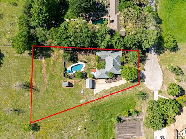 6 Broadmoor Way, Lucas, TX 75098 - aerial overview of property's location with a pool area and property parcel outlined