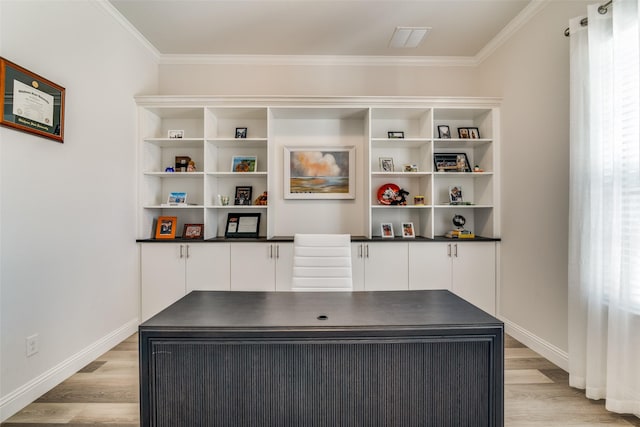 1314 Middleton Dr, Rockwall, TX 75087 - office featuring a wealth of natural light, light wood finished floors, baseboards, and ornamental molding