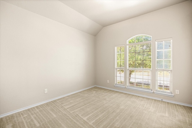1509 Salado Trl, Weatherford, TX 76087 - empty room with baseboards, vaulted ceiling, and light colored carpet