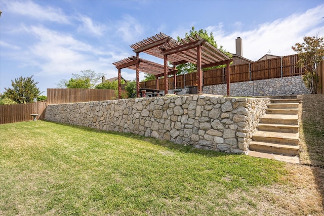 1509 Salado Trl, Weatherford, TX 76087 - view of yard featuring a pergola and a fenced backyard