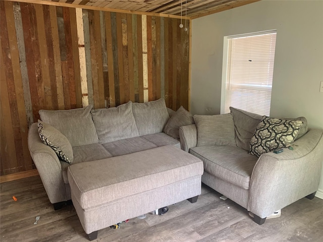 living room with wood finished floors